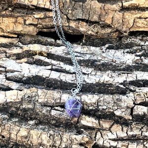 Raw amethyst wrapped necklace Handmade